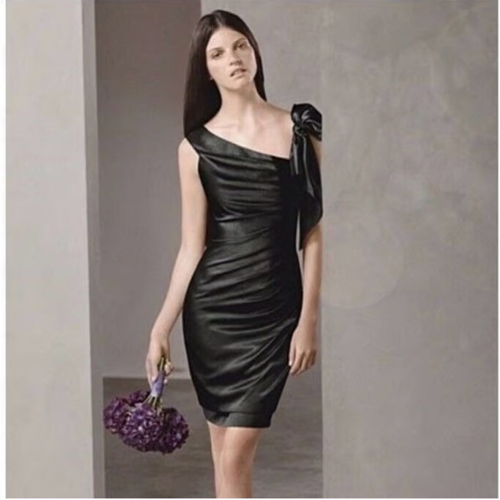 White by Vera Wang Black One-Shoulder Dress